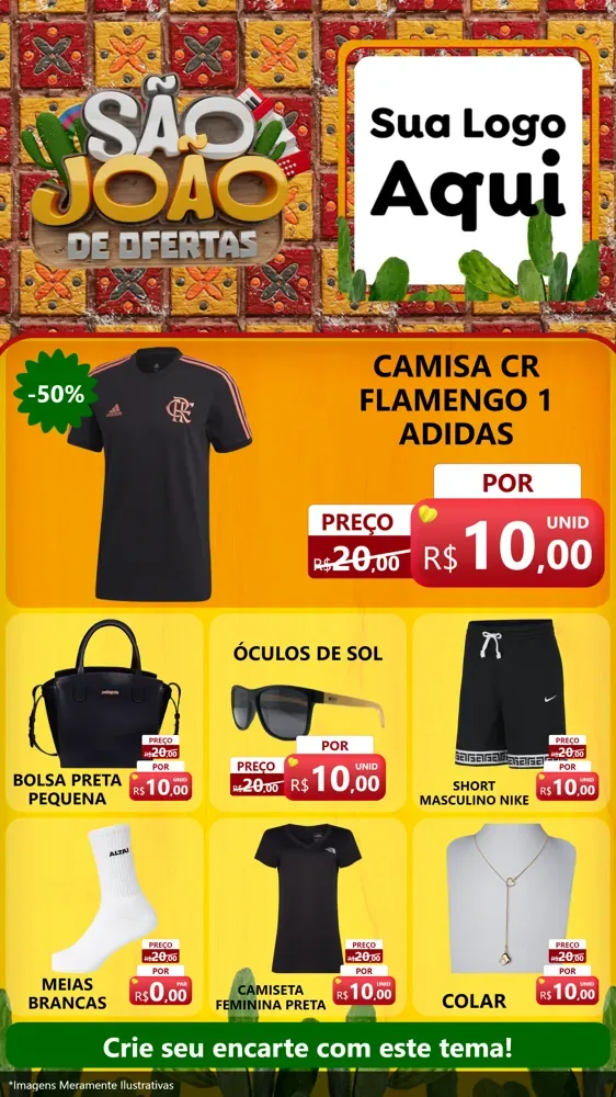 Modelo de Rede Social para Stories com o tema São João de Muitas Ofertas - Junina para Roupas e acessórios