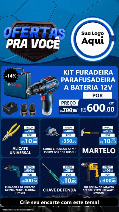 Modelo de Rede Social para Stories com o tema Ofertas Para Você - Auto e Motopeças para Maquinas e Ferramentas
