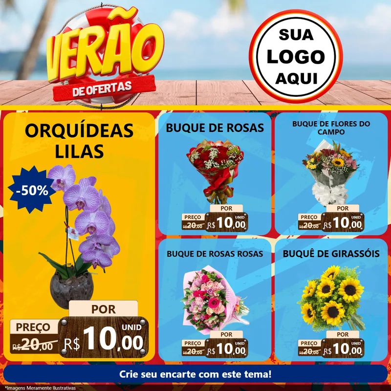 Modelo de Rede Social para Feed Facebook com o tema Verão de Ofertas para Floricultura e jardim