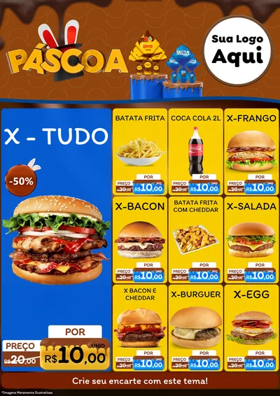 Modelo de Encarte para Encarte A4 Vertical com o tema Páscoa para Hamburgueria