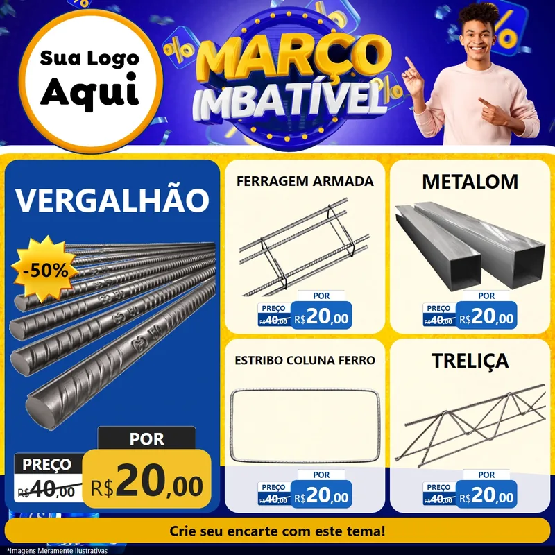 Modelo de Rede Social para Feed Facebook com o tema Março Imbatível para Ferragens