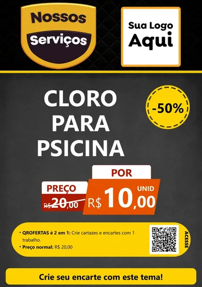 Modelo de Cartaz para Cartaz A4 Vertical com o tema Nossos Serviços para Produtos para Piscina
