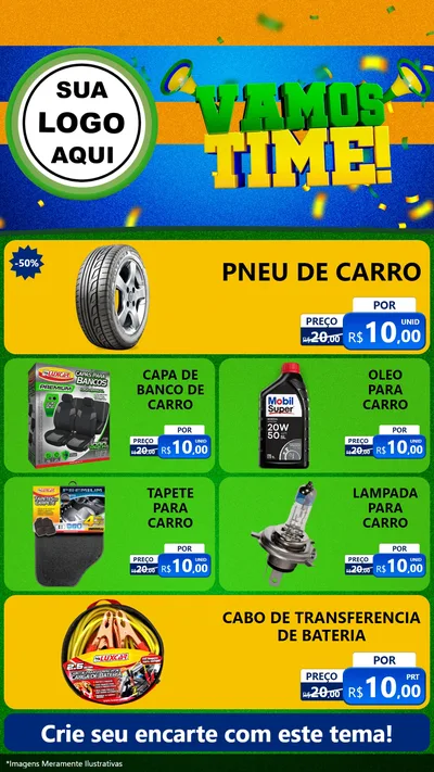 Modelo de TV para TV Vertical com o tema Vamos Time! para Auto peças