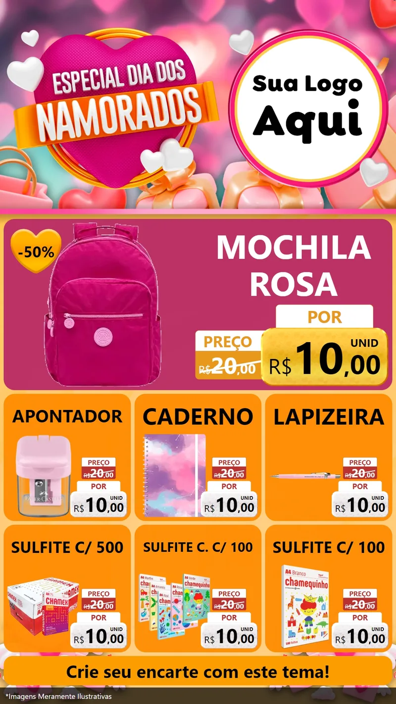 Modelo de Rede Social para Stories com o tema Especial Dia dos Namorados para Papelaria