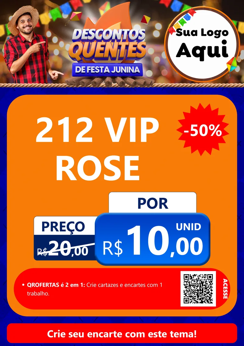 Modelo de Cartaz para Cartaz A4 Vertical com o tema Descontos Quentes de Festa Junina para Perfumes