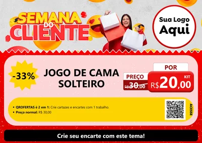 Modelo de Cartaz para Cartaz A4 Horizontal com o tema Semana do Cliente para Cama, Mesa e Banho