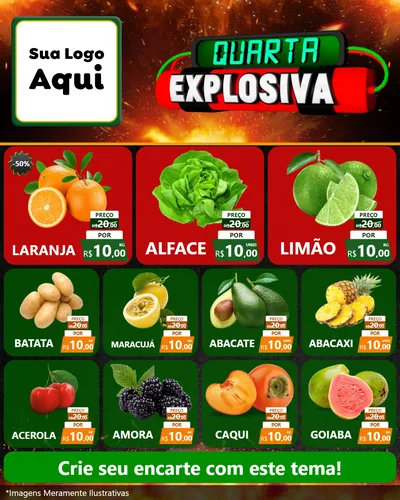 Modelo de Rede Social para Feed Instagram com o tema Quarta Explosiva para Hortifrúti