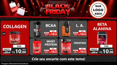 Modelo de TV para TV Horizontal com o tema Black Friday para Suplementos alimentares