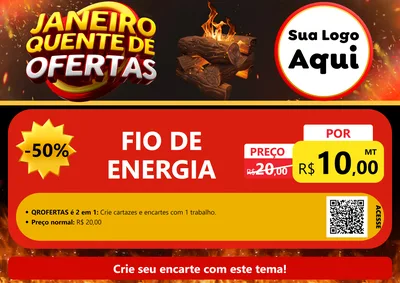 Modelo de Cartaz para Cartaz A4 Horizontal com o tema Janeiro Quente de Ofertas para Materiais Elétricos
