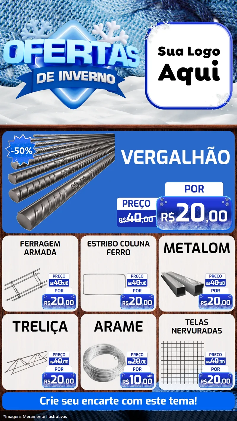 Modelo de Rede Social para Stories com o tema Ofertas de Inverno para Ferragens