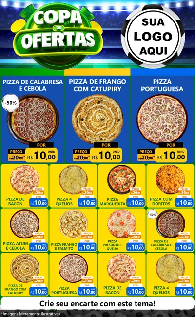 Modelo de Encarte para Encarte Grande com o tema Copa de Ofertas para Pizzaria