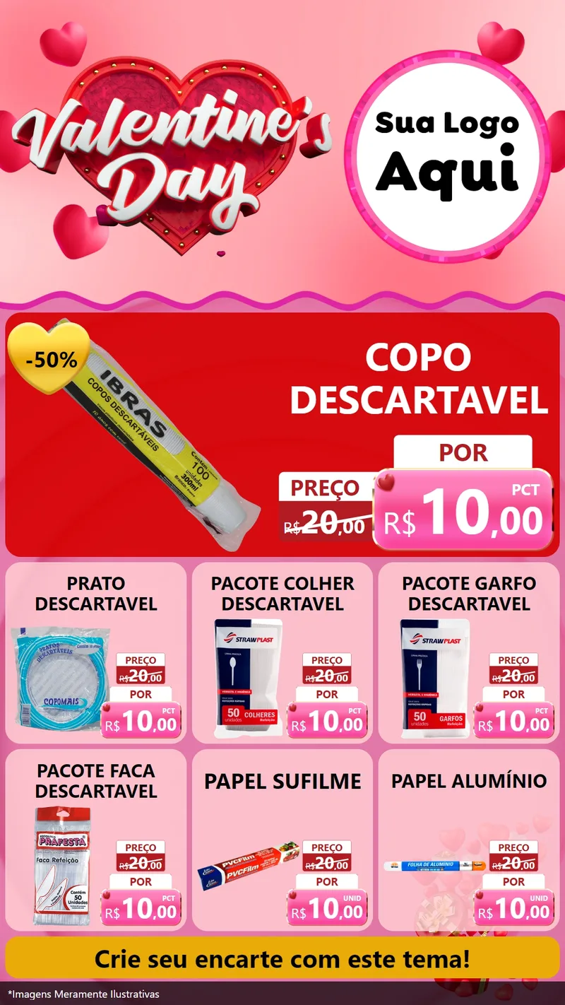 Modelo de Rede Social para Stories com o tema Valentine's Day para Embalagens