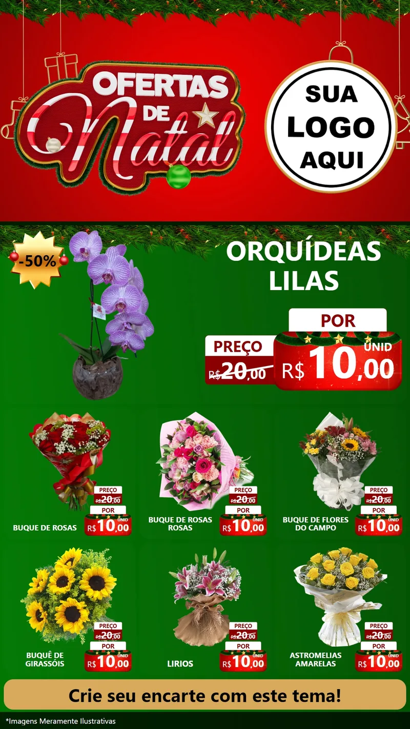 Modelo de Rede Social para Stories com o tema Ofertas de Natal para Floricultura e jardim