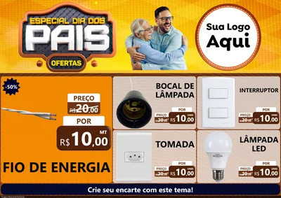 Modelo de Encarte para Encarte A4 Horizontal com o tema Especial Dia dos Pais para Materiais Elétricos