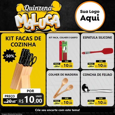 Modelo de Rede Social para Feed Facebook com o tema Quinzena Maluca para Utilidades Domésticas