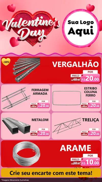 Modelo de TV para TV Vertical com o tema Valentine's Day para Ferragens
