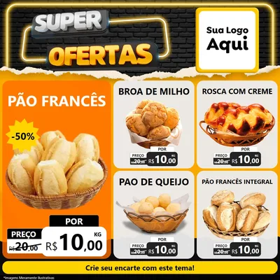 Modelo de Rede Social para Feed Facebook com o tema Super Ofertas para Padaria