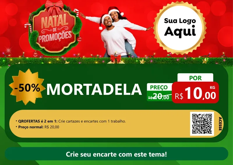 Modelo de Cartaz para Cartaz A4 Horizontal com o tema Natal de Promoções para Frios e Laticínios