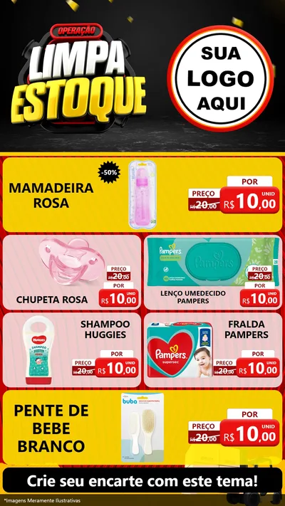Modelo de TV para TV Vertical com o tema Operação Limpa Estoque para Bebês