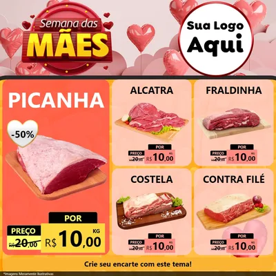 Modelo de Rede Social para Feed Facebook com o tema Semana das Mães para Açougue