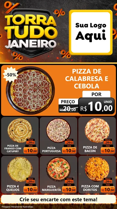 Modelo de Rede Social para Stories com o tema Torra Tudo Janeiro para Pizzaria