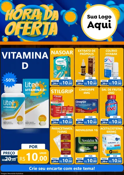Modelo de Encarte para Encarte A4 Vertical com o tema Hora da Oferta para Farmácia