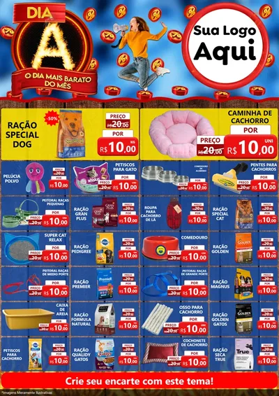 Modelo de Encarte para Encarte A4 Vertical com o tema Dia A - O Dia Mais Barato Do Mês para Pet Shop