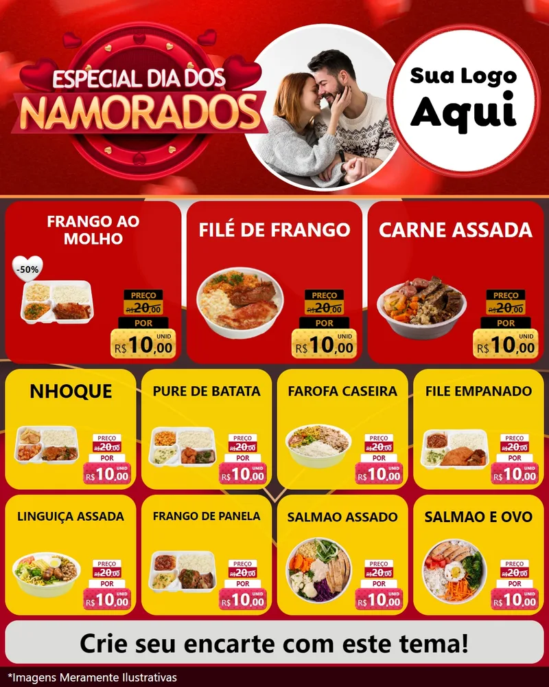 Modelo de Rede Social para Feed Instagram com o tema Especial Dia Dos Namorados para Restaurante