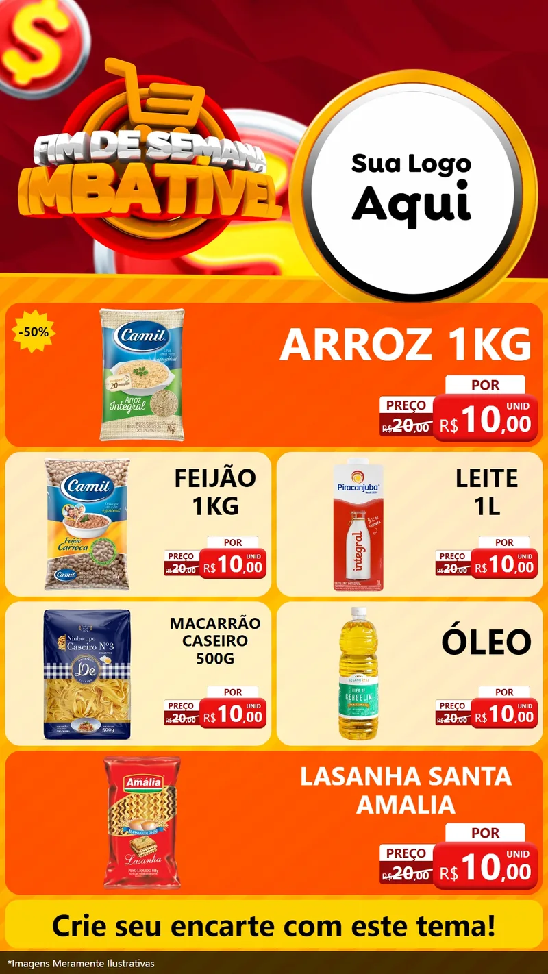 Modelo de TV para TV Vertical com o tema Fim de Semana Imbatível para Supermercado