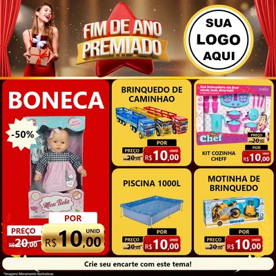 Modelo de Rede Social para Feed Facebook com o tema Fim de Ano Premiado para Brinquedos