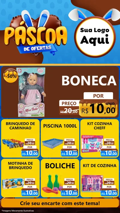 Modelo de Rede Social para Stories com o tema Páscoa de Ofertas para Brinquedos