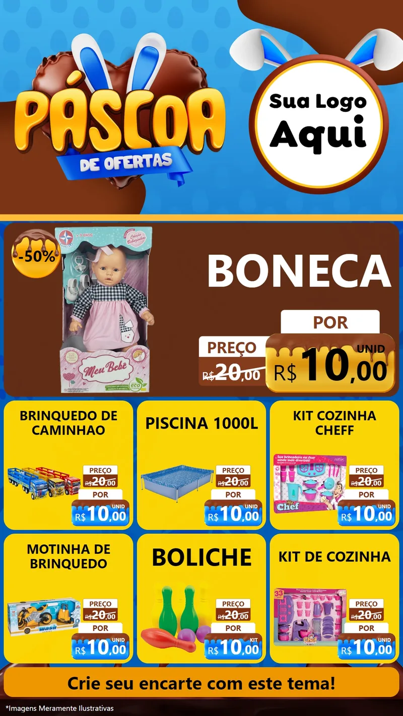 Modelo de Rede Social para Stories com o tema Páscoa de Ofertas para Brinquedos
