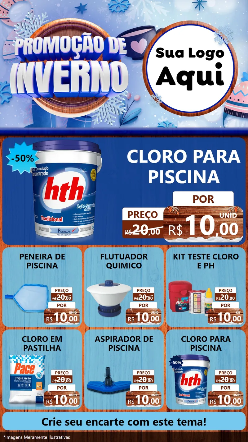 Modelo de Rede Social para Stories com o tema Promoção de Inverno para Produtos para Piscina