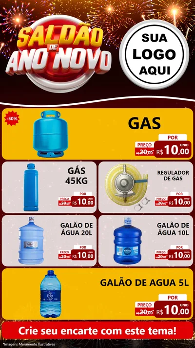 Modelo de TV para TV Vertical com o tema Saldão de Ano Novo para Água e gás
