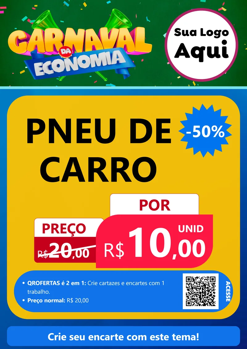 Modelo de Cartaz para Cartaz A4 Vertical com o tema Carnaval da Economia para Auto peças