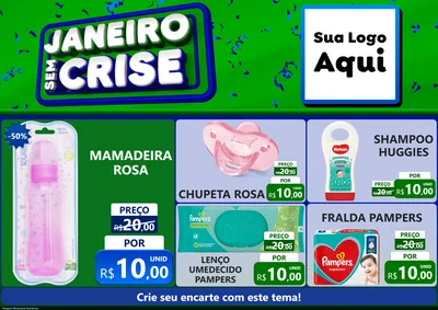 Modelo de Encarte para Encarte A4 Horizontal com o tema Janeiro Sem Crise para Bebês