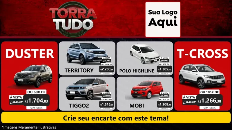 Modelo de TV para TV Horizontal com o tema Torra Tudo para Concessionaria de Carros
