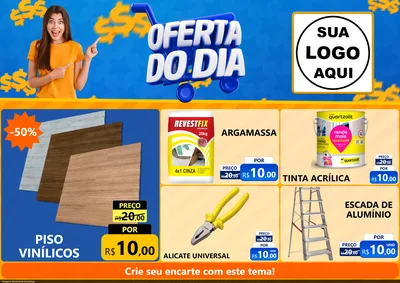 Modelo de Encarte para Encarte A4 Horizontal com o tema Oferta do Dia para Material para Construção