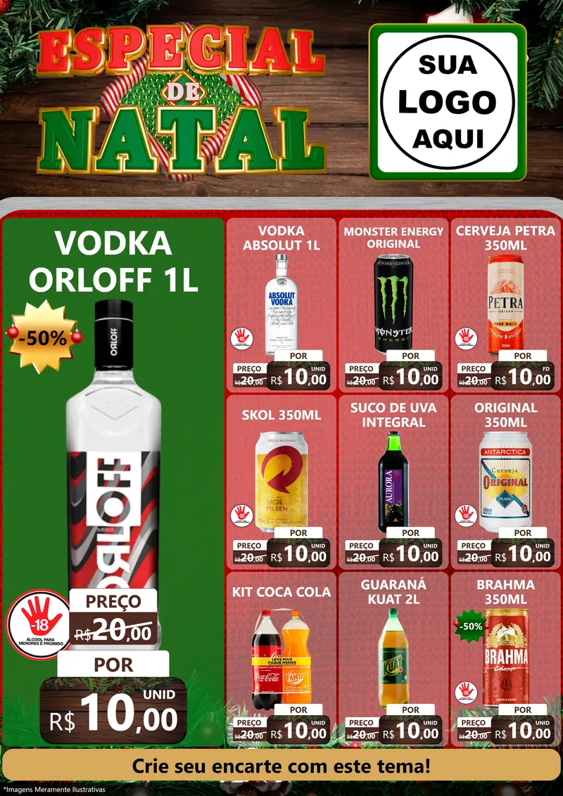 Modelo de Encarte para Encarte A4 Vertical com o tema Especial de Natal para Distribuidora de bebidas