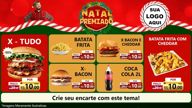 Modelo de TV para TV Horizontal com o tema Natal Premiado para Hamburgueria