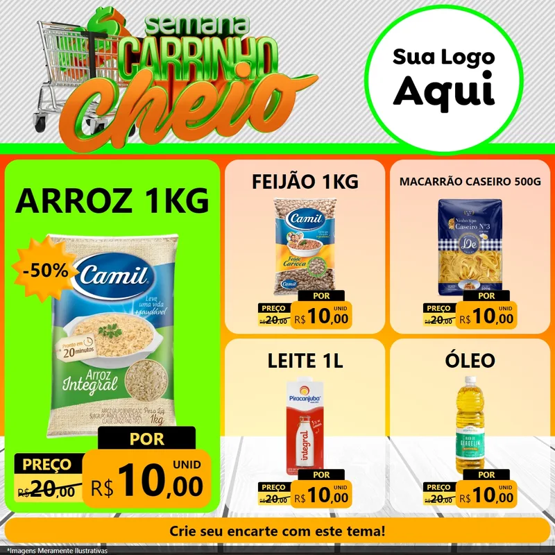 Modelo de Rede Social para Feed Facebook com o tema Semana Carrinho Cheio para Supermercado