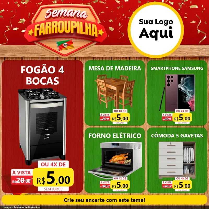 Modelo de Rede Social para Feed Facebook com o tema Semana Farroupilha para Móveis e Eletro