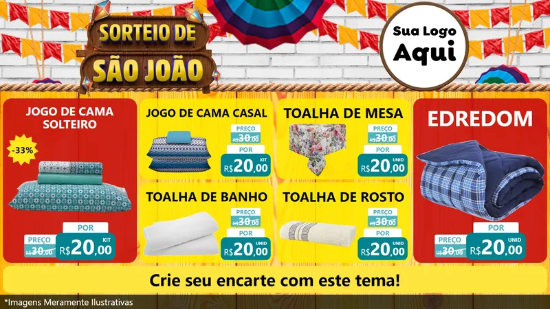 Modelo de TV para TV Horizontal com o tema Sorteio de São João para Cama, Mesa e Banho