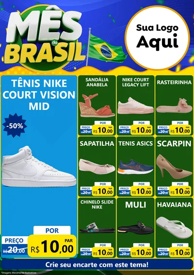 Modelo de Encarte para Encarte A4 Vertical com o tema Mês do Brasil para Calçados