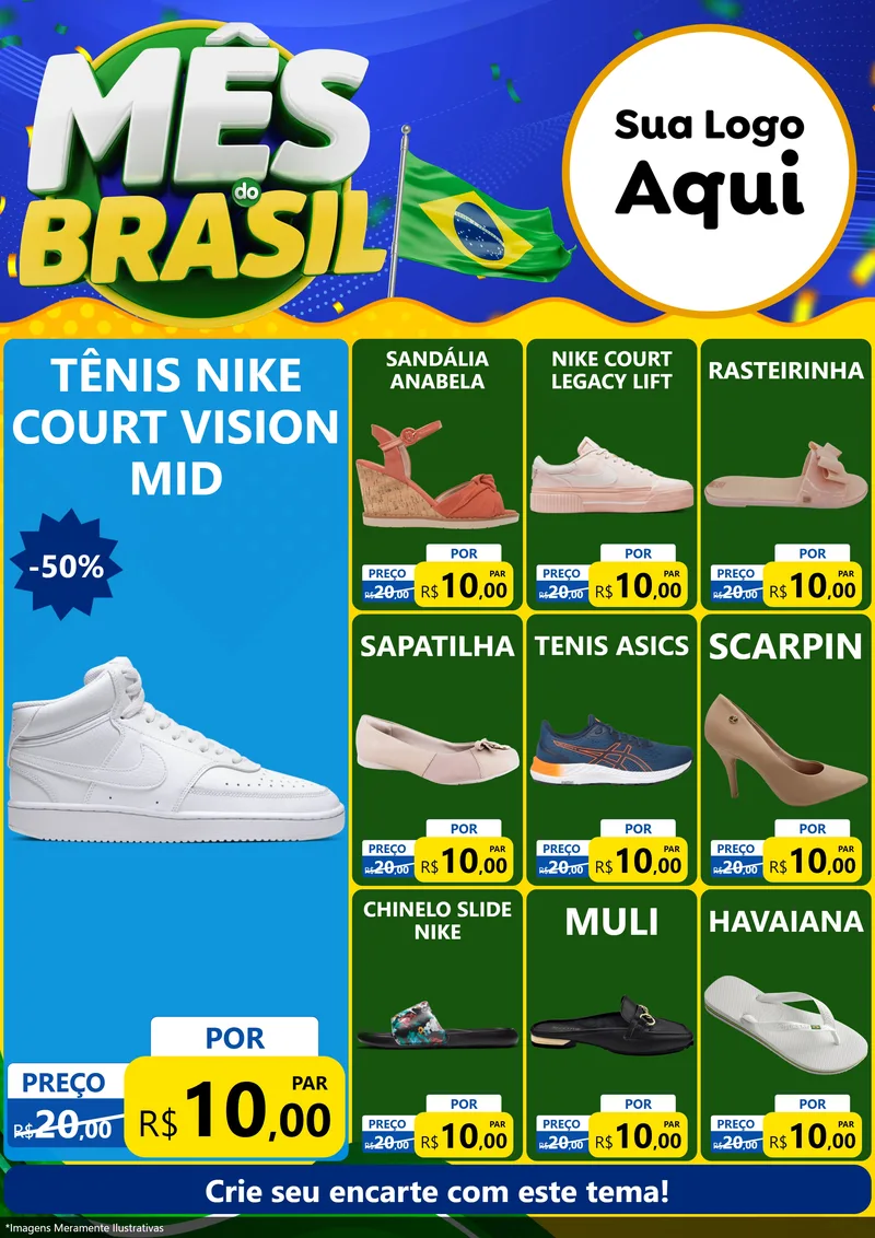 Modelo de Encarte para Encarte A4 Vertical com o tema Mês do Brasil para Calçados