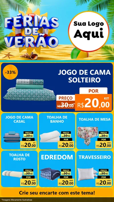 Modelo de Rede Social para Stories com o tema Férias de Verão para Cama, Mesa e Banho
