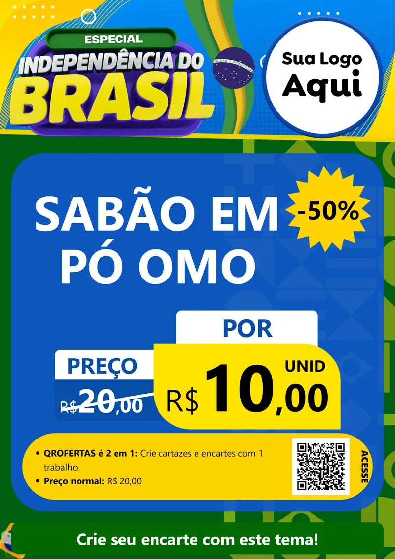 Modelo de Cartaz para Cartaz A4 Vertical com o tema Especial Independência do Brasil para Produtos de Limpeza