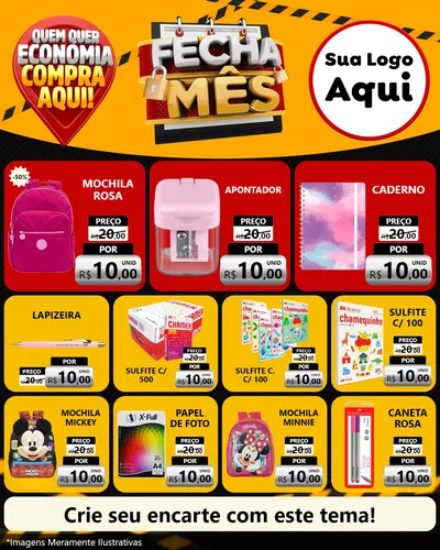 Modelo de Rede Social para Feed Instagram com o tema Fecha Mês para Papelaria