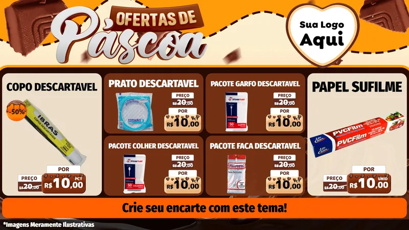 Modelo de TV para TV Horizontal com o tema Ofertas de Páscoa para Embalagens