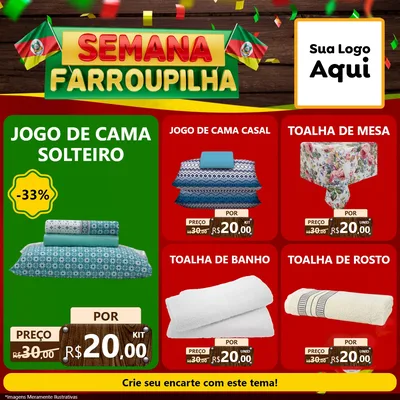 Modelo de Rede Social para Feed Facebook com o tema Semana Farroupilha para Cama, Mesa e Banho